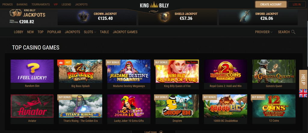 King Billy Casino lobby 